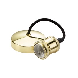 Knightsbridge 6 Inch E27 Vintage Pendant Set in Polished Brass, 150mm