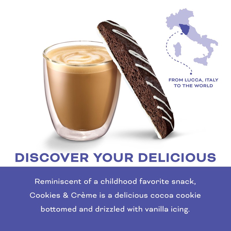 Nonni's Cookies & Crème Biscotti, Rich Dark Cocoa Cookie with