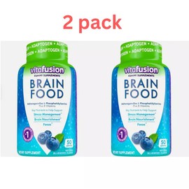 Vitafusion Brain Food Gummy Supplement, Blueberry, 50 Ct Stress & Brain, Focus
