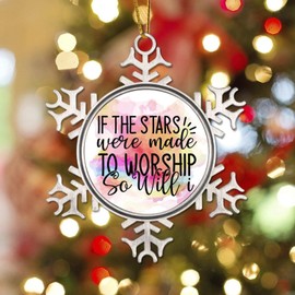 Zyadsinoudor If The Stars were Made to Worship Metal Snowflake Hanging Ornament Religious Sayings Lettering Christmas Tree Ornament Family Phrase 3 Inch Christmas Tree Decoration for Party Home