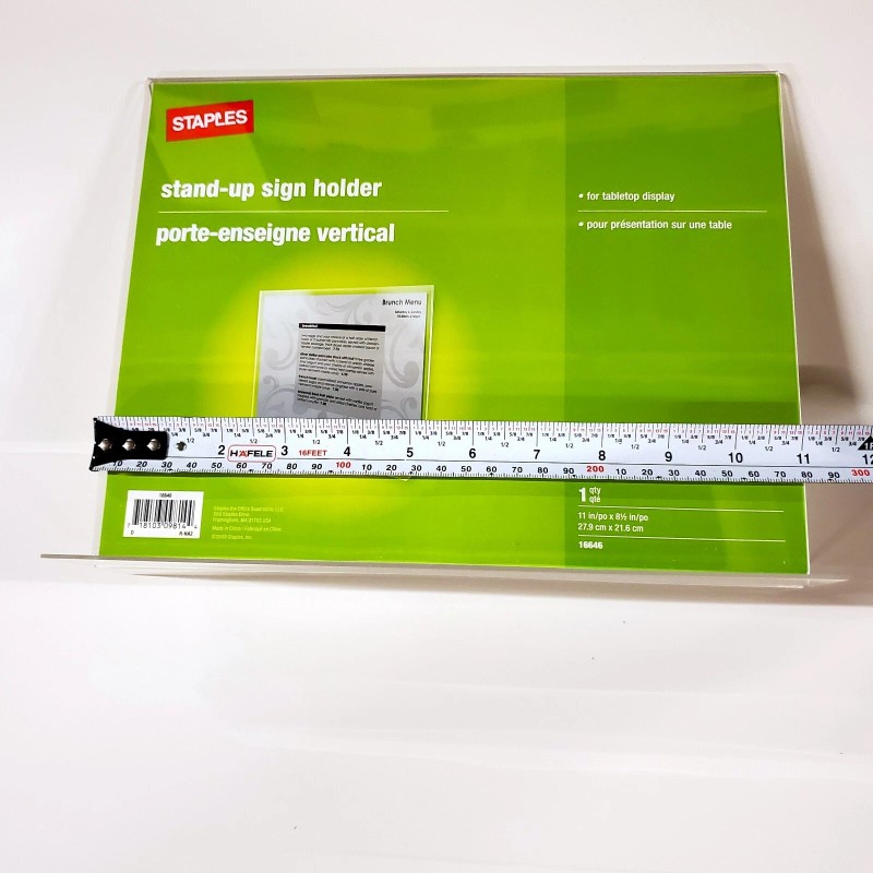 Staples Clear Acrylic 11"W x 8.5"H Horizontal Document Display Holder