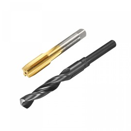 sourcing map Metric Tap M16 x 1.5mm Pitch H2 Right Hand Thread, 14.5mm Drill Bit HSS 9341 Black Oxide with 1/2 Inch Straight Reduced Shank
