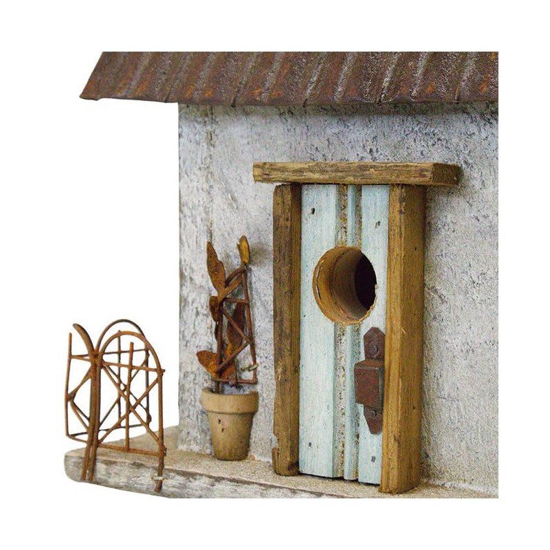 Nature Creations Stone Chimney Bird Cottage, White – Handcrafted Wooden