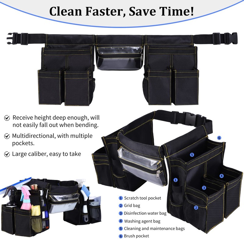 Cleaning Belt,Tool Pouch Waist Apron with Pockets Cleaning Supplies for