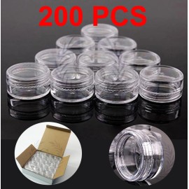 Beauticom 200 Pack 5 gram Sample Jars high quality Clear Lid cosmetic makeup Pot Lip Balm