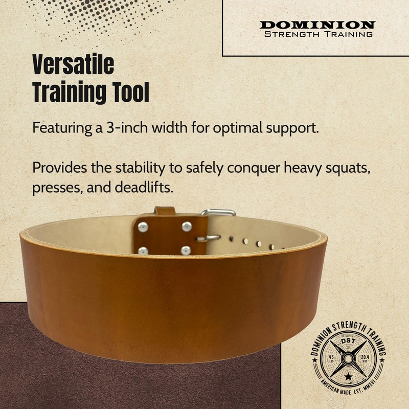 Dominion Strength Training Hand-Dyed Light Brown 3 Inch Single Ply