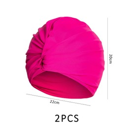 Pack of 2 Pleated Swimming Cap, Double Layer Swimming Cap, Ear Protection Swimming Cap, Bandana Swimming Cap, Plain Swimming Cap for Women, Hair Care, Suitable for Swimming and Showering