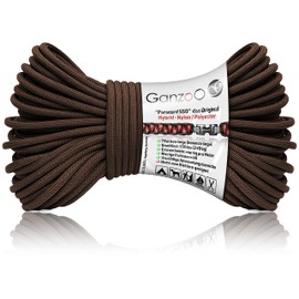 Ganzoo Paracord 550 Rope Dark Brown, 4 mm, Type 3, Nylon Polyester, Hybrid, Bracelet, Dog Lead, Dog Collar, Approx. 250 kg Breaking Load, Outdoor Rope, Camping Cord, All-Purpose Rope, 30 Metres