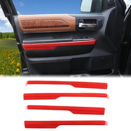 Aunginsy Inner Door Handle Armrest Panel Strips Trim Compatible with Toyota Tundra 2014-2021 Car Front Rear Door Panel Decorative Cover Protector ABS Interior Accessories (Not fit Double Cab Model!)
