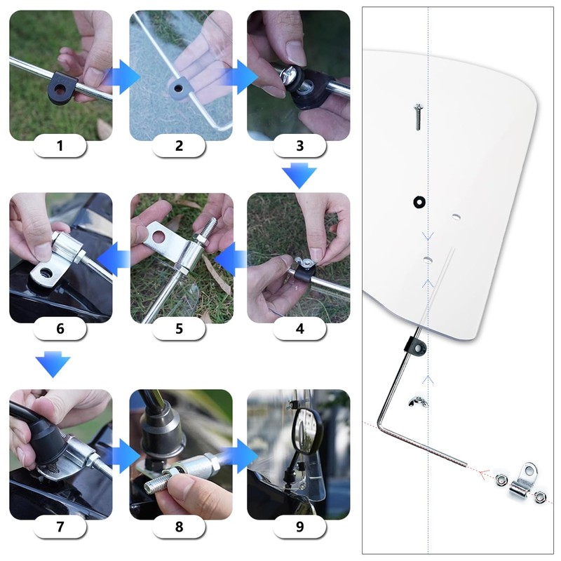 Mokuo Extended Motorcycle Windshield Universal- 18" Tall & 3MM Thick,