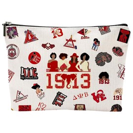 ZANSUO Sorority Gifts for Women DST Make Up Bag 1913 Sigma Theta Paraphernal Gifts for Girls Delta Cosmetic Bag Gift, Style 2