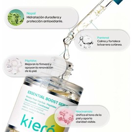 KIERO - Serum Facial Hidratante con Niacinamida y Péptidos - Suero Facial Coreano con Nopal y Pantenol - Luminosidad, Firmeza y Barrera Cutánea - Vegano 30 ml