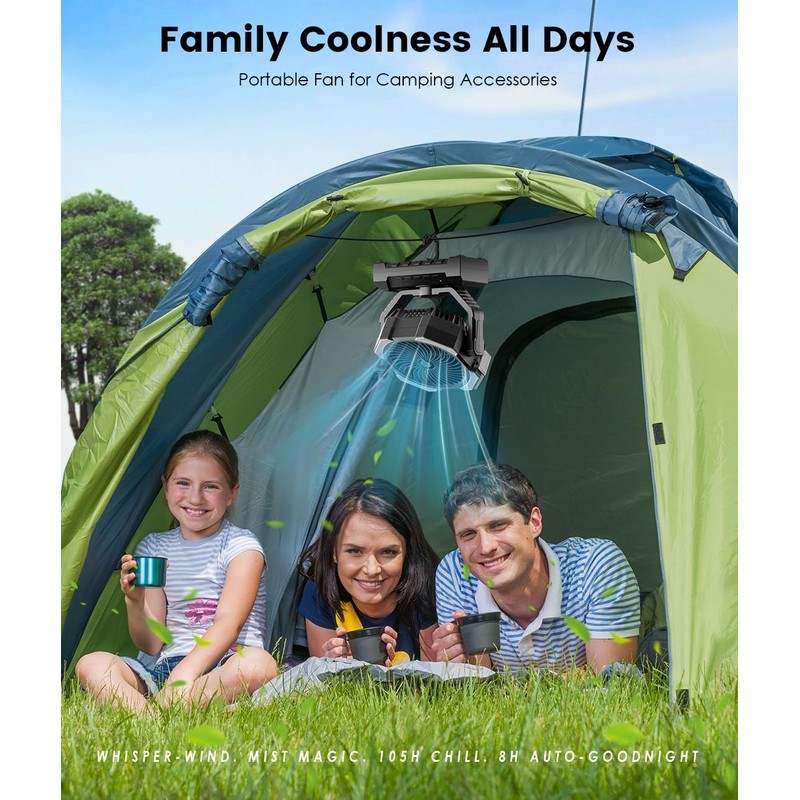 Camping Misting Fan - 30000mAh Portable Battery Powered Fans with