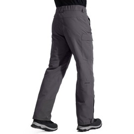 FREE SOLDIER Men's Waterproof Snow Insulated Pants Winter Skiing Snowboarding Pants with Zipper Pockets (Gray Medium(34-36)/30L)