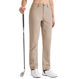 Libin Women's Golf Pants 29" Stretch Straight Leg Work Dress Slacks Office Business Casual Pants for Hiking Travel Lightweight,Khaki 08