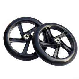 Scooter Wheels with Improved Grip Quiet PU Wheels for Roller Skates Wagon (125x24mm, Black)