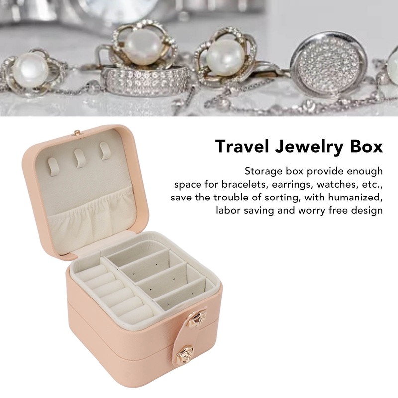 Travel Jewelry Box Organizer Small Portable Storage Case 2 Layer
