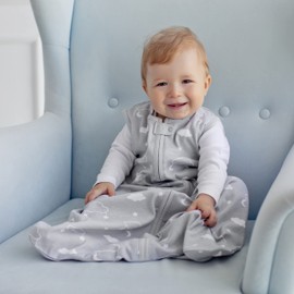 Mama Cheetah Baby Sleeping Bag 1.0 TOG, Organic Cotton Baby Wearable Blanket, Sleeping Sack with 2-Way Zipper, All Year Round Baby Sleep Bag, Clouds, Large (12-18 Months), 1-Pack