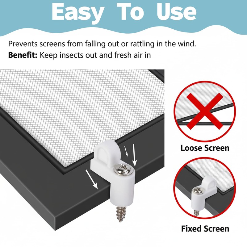 48 Pack 3/8 Inch Window Screen Clips Bulk, Screen Clip