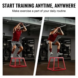 12 Inch Steel Plyometric Jump Box Anti-Slip Fitness Exercise Step Platform Agility Jumping Training ToolSize: Size 12 inch, color: Red Color