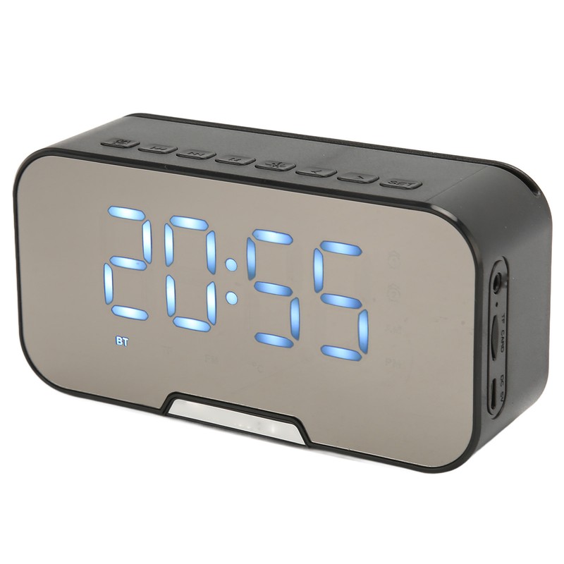 Bluetooth Speaker with Digital Alarm Clock Temperature Display Voice Announcement