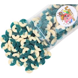 Grandys Candys Blue Raspberry Gummi Rings- Soft, Chewy, Sugar Dusted Candy (8 Oz)