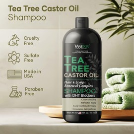 Tea Tree Oil Shampoo and Conditioner Set with Castor Oil, DHT Blockers, Itchy Scalp Relief, Supports Fuller Hair, Cleanses Dandruff & Buildup, For Men & Women, Made in USA, 16 fl oz