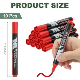 M&G Permanent Markers Round Tip, 10 Pack Quick Dry Waterproof Fiber Tip Pens for Paper, Glass, Plastic, Wood, Stone, Metal Surface, Red