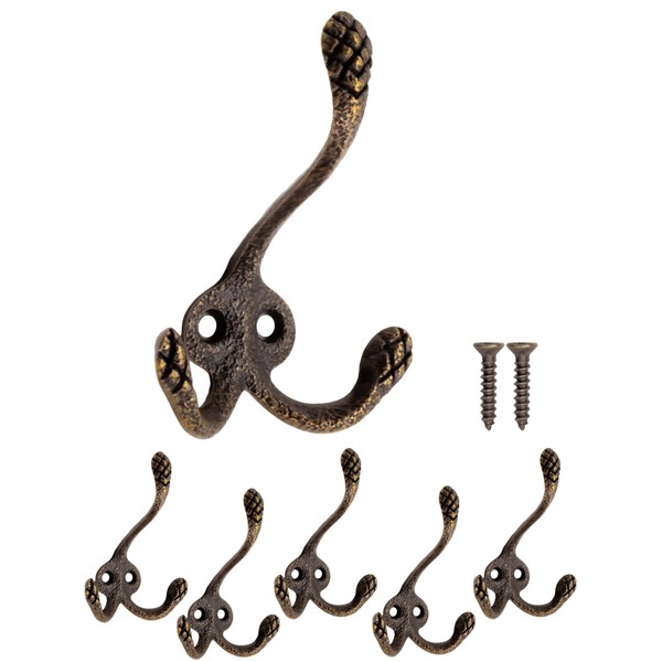 Fuxxer Rustic Iron Hooks, Coat Hooks, Cast Iron Design, Set