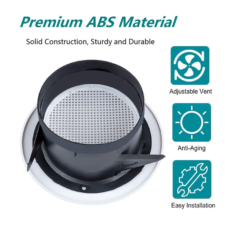 3" Air Vent Cover, Allvent ABS Round Louvered Air Grill