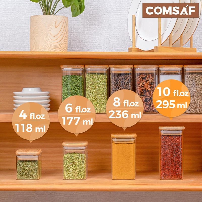 ComSaf 6Pcs 10 oz Spice Jars with Label Trial Set,
