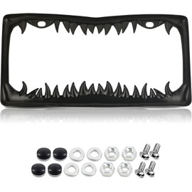 Black Shark Tooth License Plate Frame for Men, Horror Halloween License Plate Frame, 1 Pack