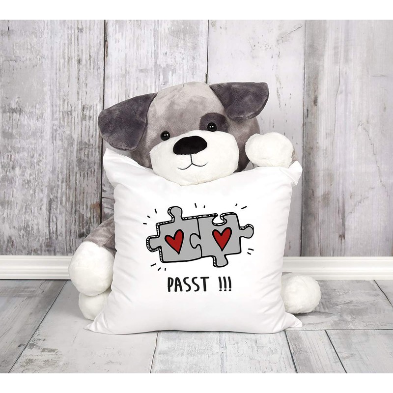 MoonWorks® Cushion Cover Passt!!! 2 Puzzle Pieces Gift Love Relationship