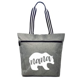 Best Nana Gifts - Large Zippered Tote Bags with Pockets - Gift for Nanna, Grandmother, Future Grandmom, Grammy - Perfect Present from Grandkids for Grandma Birthday, Christmas, Mother's Day