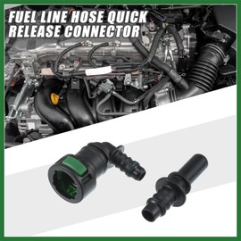 Motoforti Car Fuel Line Hose Quick Release Connector Kit 90 Degree 11.8mm SAE to 5/16" 8mm Disconnect Hose Plastic Green Long-Lasting