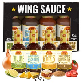 Country Bob's Wing Sauce Variety 4-Pack - Hot Honey Buffalo, Chili Lime, Roasted Pineapple & Black Pepper, Smoked Garlic & Brown Sugar, 18oz Each