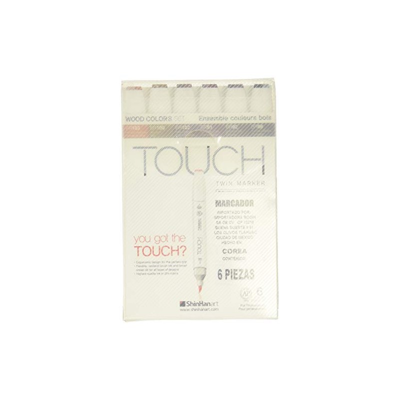 Touch Brush Marker Wood Colors 6er Set