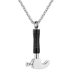 GMXLin Hammer Cremation Jewelry Urn Necklace for Ashes Holder Men Women Memorial Keepsake Pendant with Stainless Steel Chain Funnel
