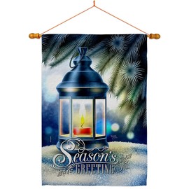 Breeze Decor Christmas Tapestry Wood Dowel Set Rod Home Banner Textile Poster Flag Stand Pole Room Wall Scroll Hanging Xmas Winter Lantern Indoor Decor, White Elephant Gifts Made in USA