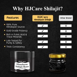 HJCare HJCARE Himalayan Shilajit Resin 30g - 100% Pure Gold Grade for Men & Women, 60 Servings for Energy Boost & Immune Support, 75%+ Fulvic Acid & Vitality Booster