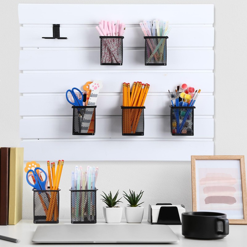 Colingmill 6 Set Slatwall Cups with Hook Black Metal Slatwall