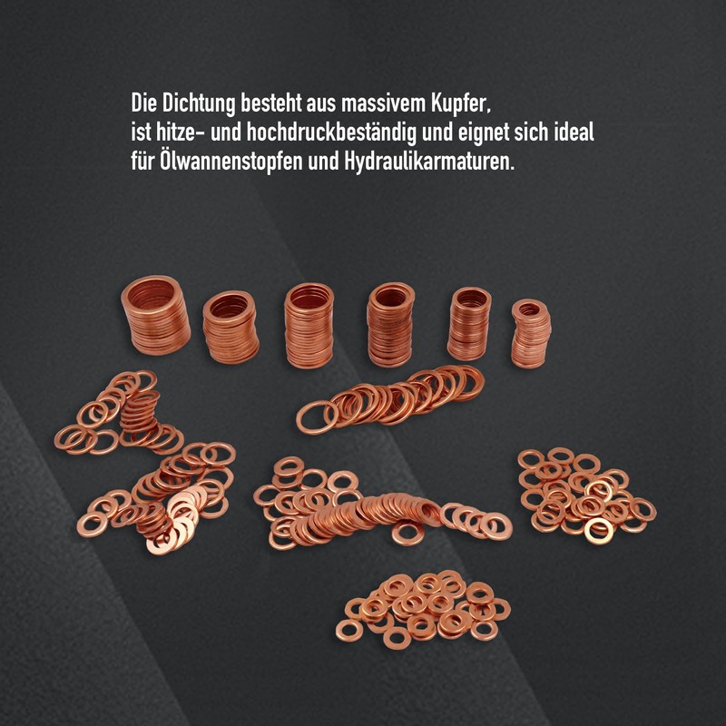 DIYoung 320pcs Copper Sealing Rings Assortment Flat Washers Set Locking