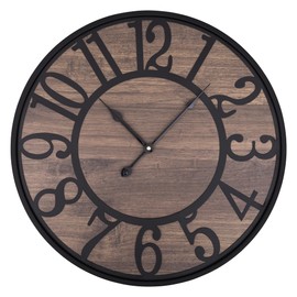 LEIKE Extra Large Wall Clock,Silent Little Ticking,Battery Operated Round Modern Wood Wall Clocks for Living Room, Bedroom,Farmhouse,Office Vintage Big Home Decor-32 Inch/80CM-Black-Arabic Number