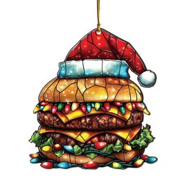 Hamburger Ornaments for Christmas Tree, Hamburger Christmas Ornaments - Hamburger Decor - Gifts for Hamburger Lovers, Hamburger Gifts for Women Men, Fast Food Lover Gifts - Acrylic Ornament