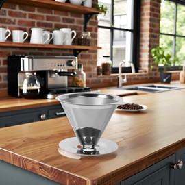 Stainless Steel Pour Over Coffee Dripper Mesh Filter Cup for Smooth Brewing Home Office Travel