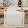 Saro Lifestyle Intricate Leaf Pattern Embroidered Table Runner, Natural, 16"x72"
