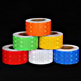 Zonon 6 Rolls High-Visibility Reflective Tapes Waterproof Self-Adhesive Safety Stickers Night for Outdoor Nighttime Visibility Trailers, Clothing, Vehicles(Multicolor,1 Inch)