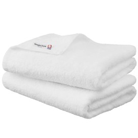 Iris Ohyama Bath Towel, White, Set of 2, Imabari Certified Towel, Water Absorbency and Safety, Natural Material, 100% Cotton, Fluffy, Gentle Touch, Long Lasting Durability, Easy Storage, Compact