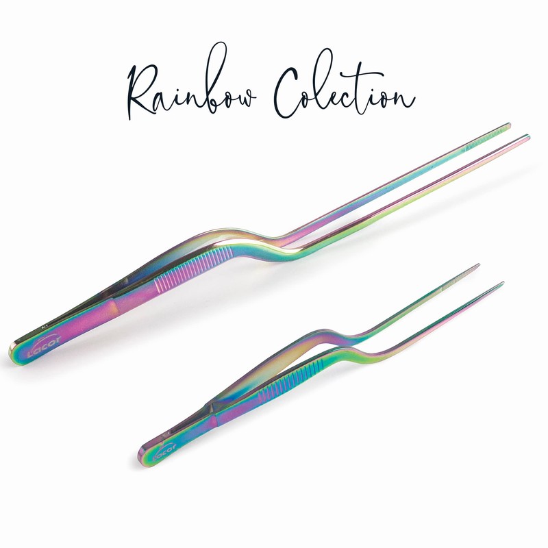 Lacor - 62873 - Rainbow Precision Plating Kitchen Tweezers, 18/10