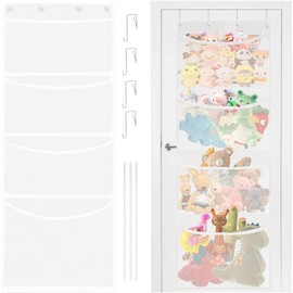 Almacenamiento de Juguetes de Peluche, Bolsa De Almacenamiento De Puerta Colgante Multifuncional, Puede Almacenar Juguetes, Necesidades Diarias, Adecuado para El Dormitorio, Sala de Juegos(Blanco)